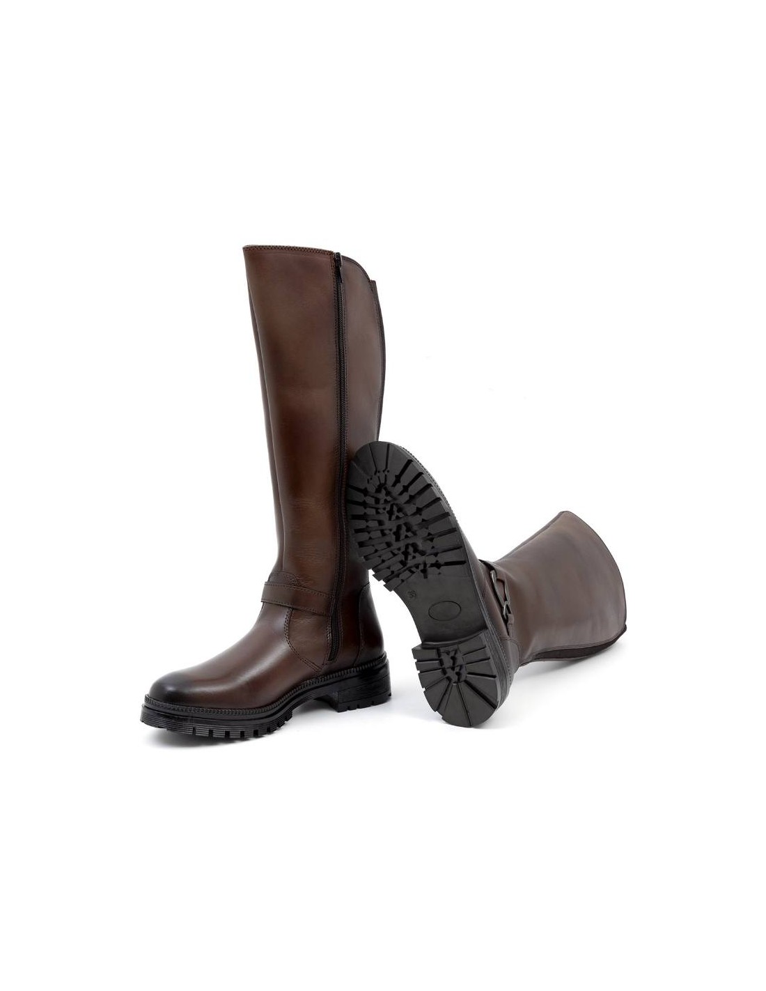 ortiz & reed Botas de mujer de piel con aplique metálico color marrón W-NABUTOR-MARRON Rebajas baratas