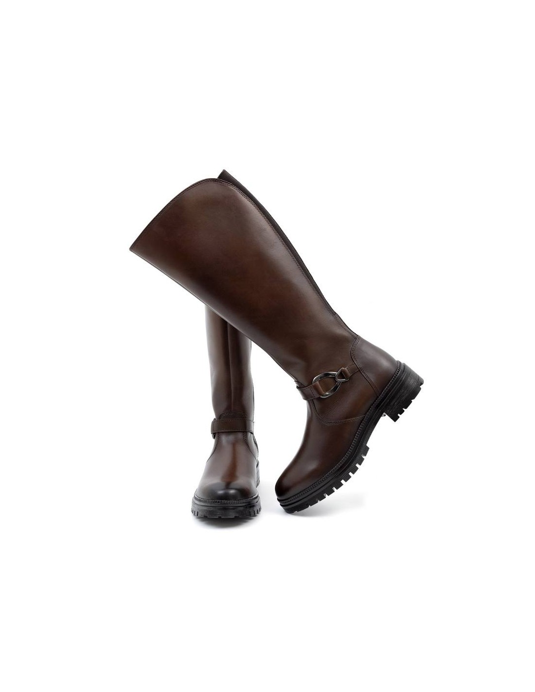 ortiz & reed Botas de mujer de piel con aplique metálico color marrón W-NABUTOR-MARRON Rebajas baratas