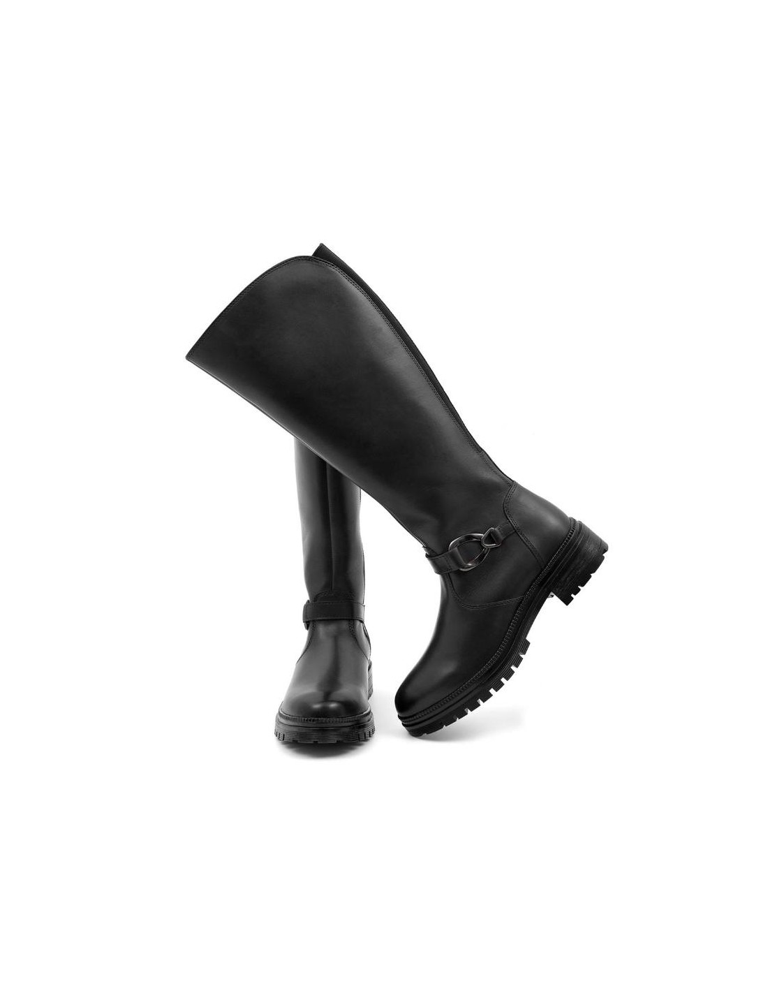 ortiz & reed Botas de mujer de piel con aplique metálico color negro W-NABUTOR-NEGRO Rebajas de fábrica
