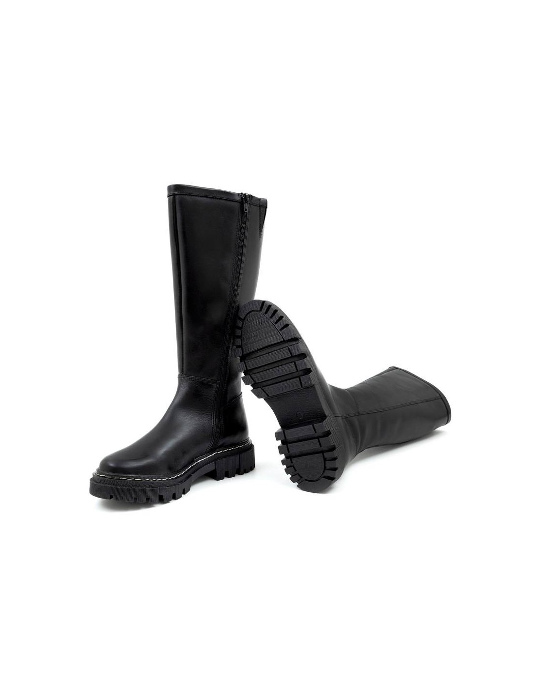 ortiz & reed Botas de mujer de piel con costura en contraste color negro W-ORELO-NEGRO Los más vendidos
