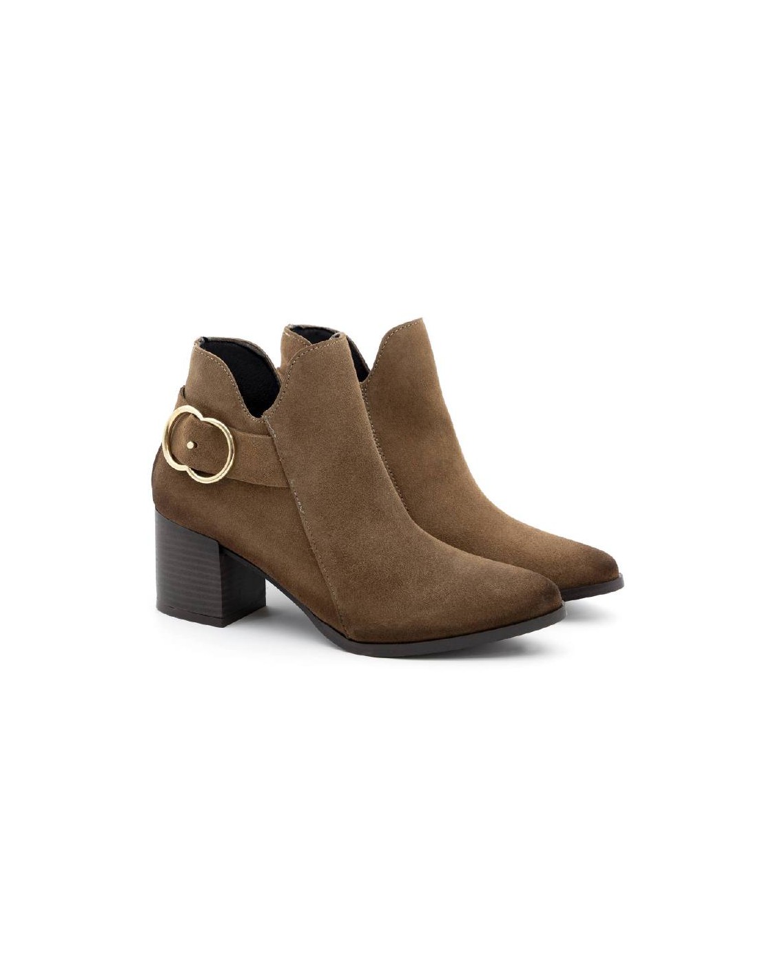 ortiz & reed Botines de mujer de ante con hebilla color marrón W-SECHARO-MARRON
