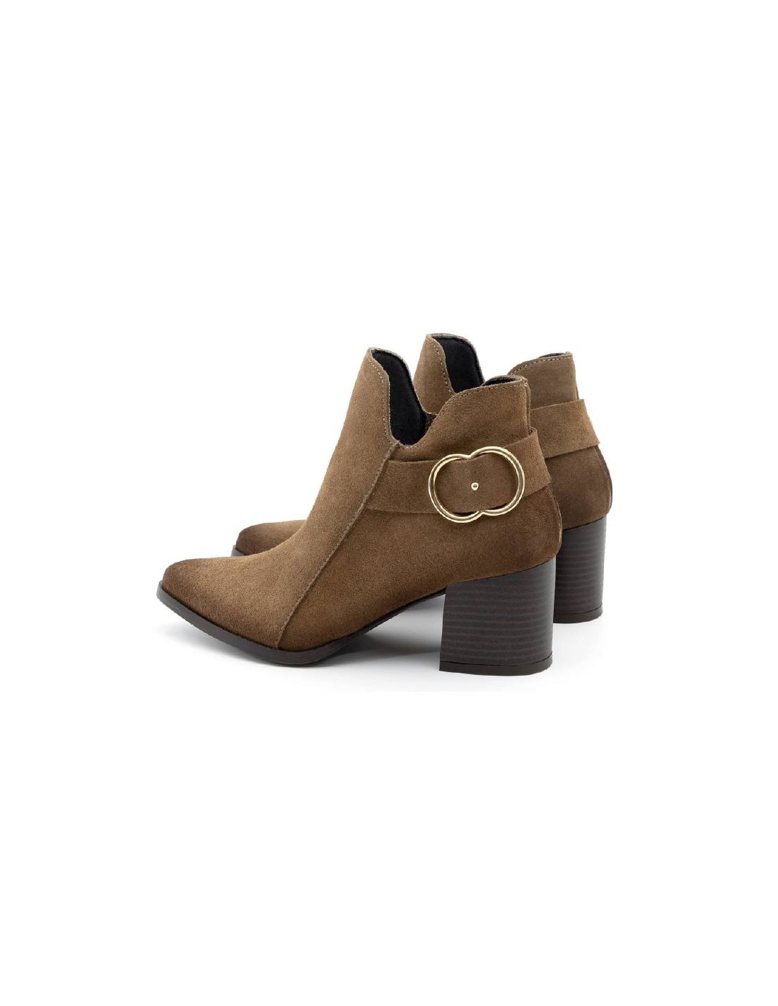 ortiz & reed Botines de mujer de ante con hebilla color marrón W-SECHARO-MARRON Promoción por tiempo limitado