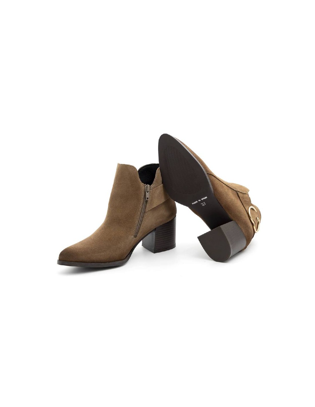ortiz & reed Botines de mujer de ante con hebilla color marrón W-SECHARO-MARRON Promoción por tiempo limitado