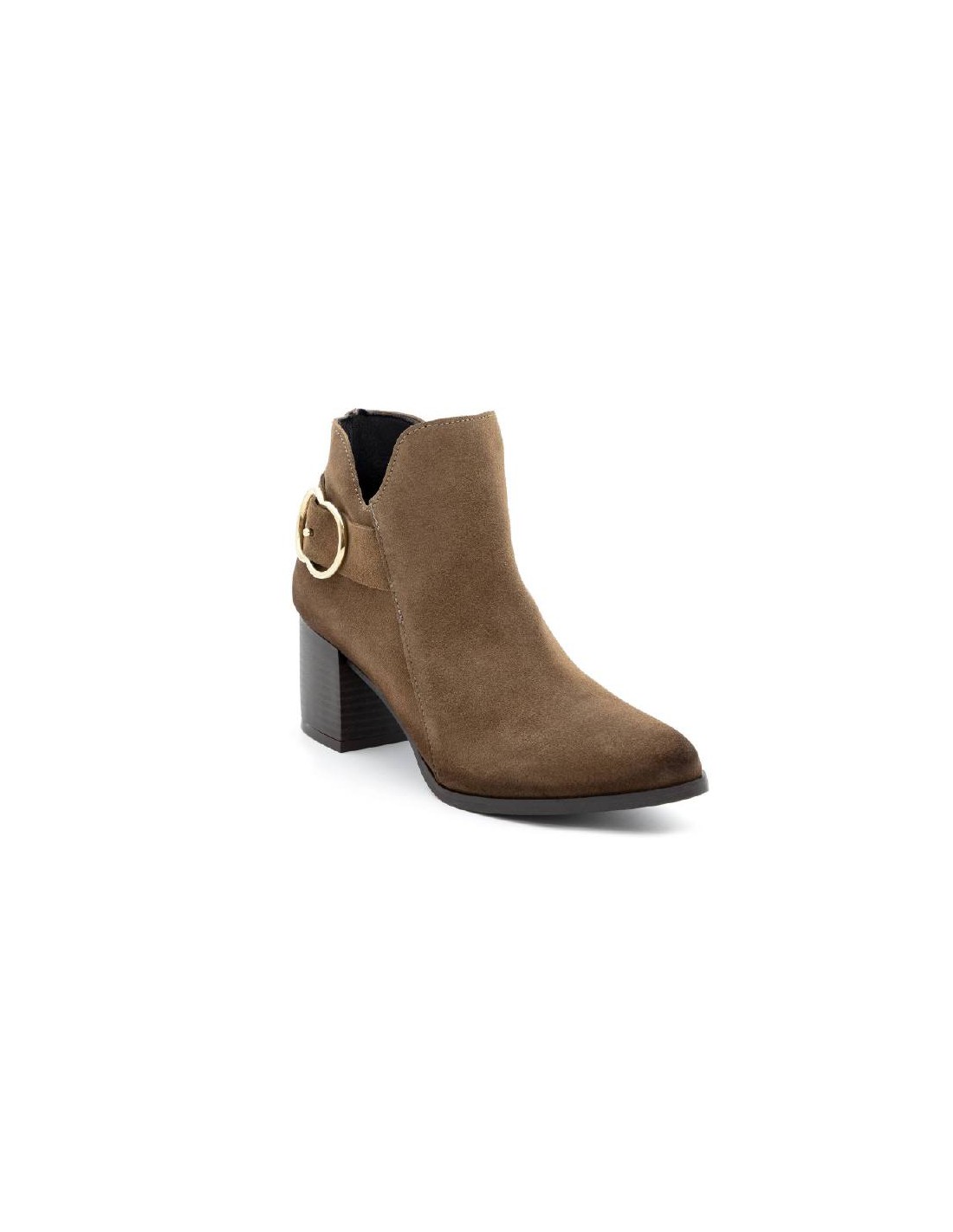 ortiz & reed Botines de mujer de ante con hebilla color marrón W-SECHARO-MARRON Promoción por tiempo limitado