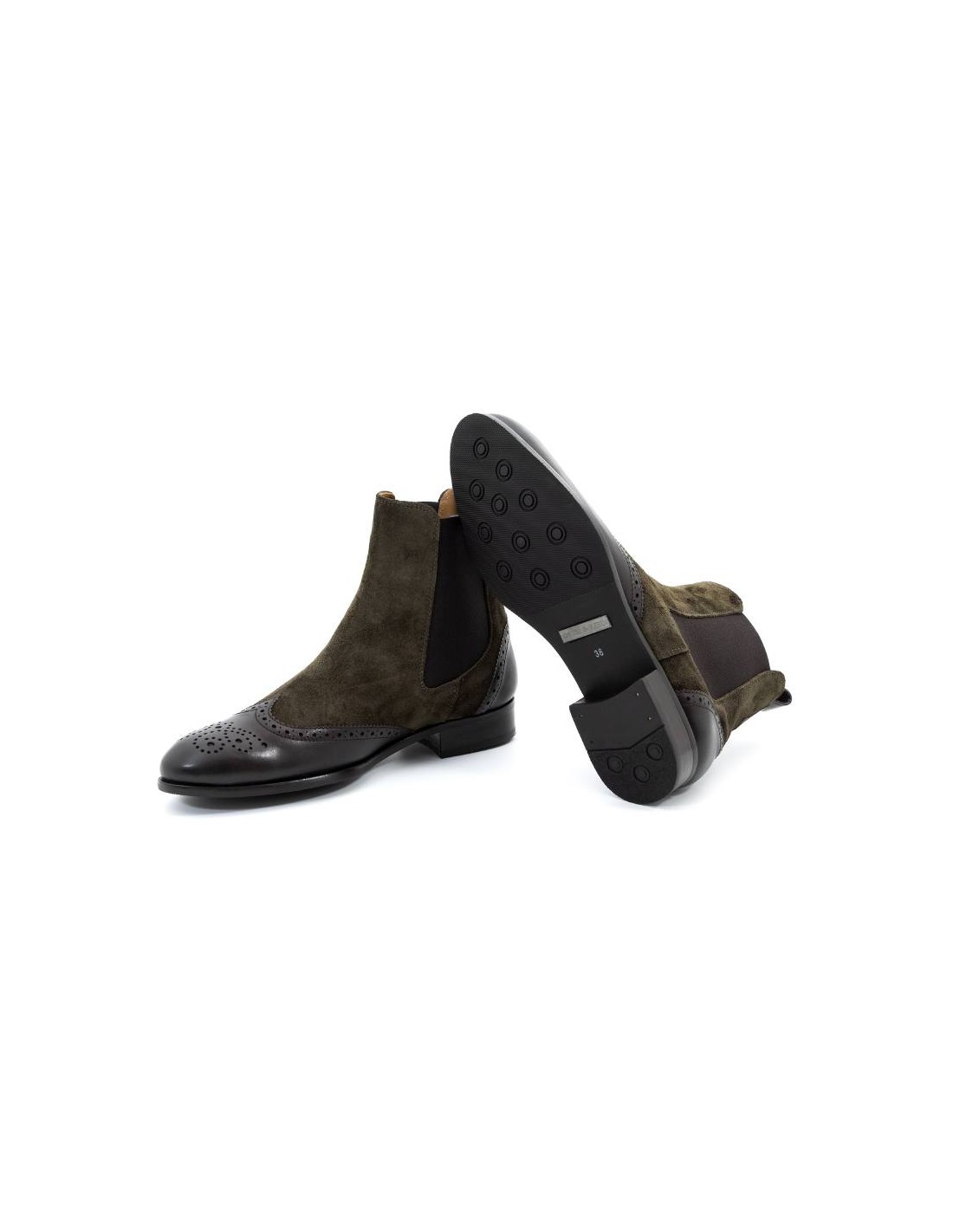 ortiz & reed Botines de mujer de ante y piel con maría color marrón W-SEMORLI-MOKA Solo hoy