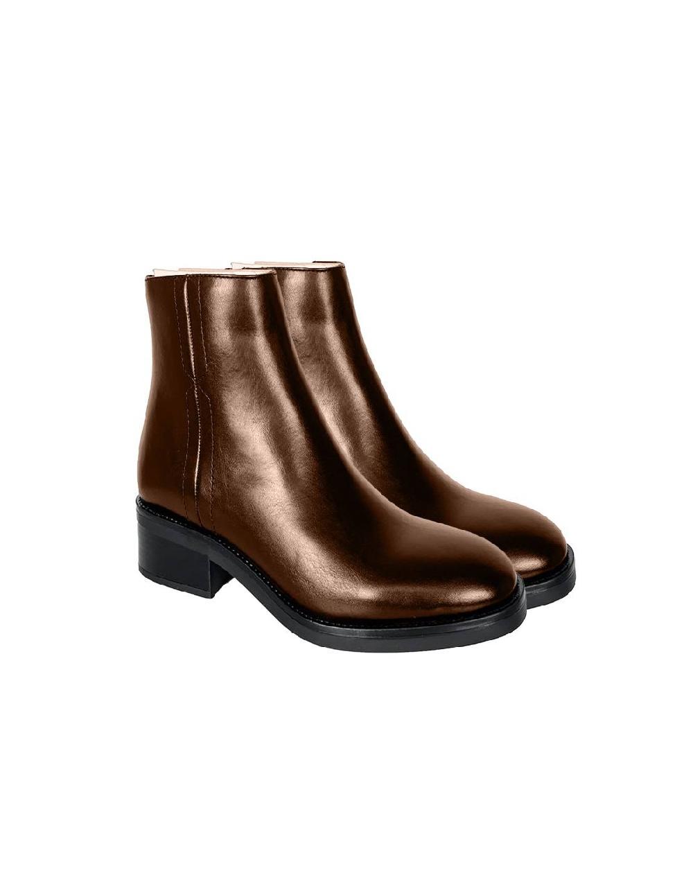 ortiz & reed Botines de mujer de piel acabado a mano color cuero W-EROR-CUERO