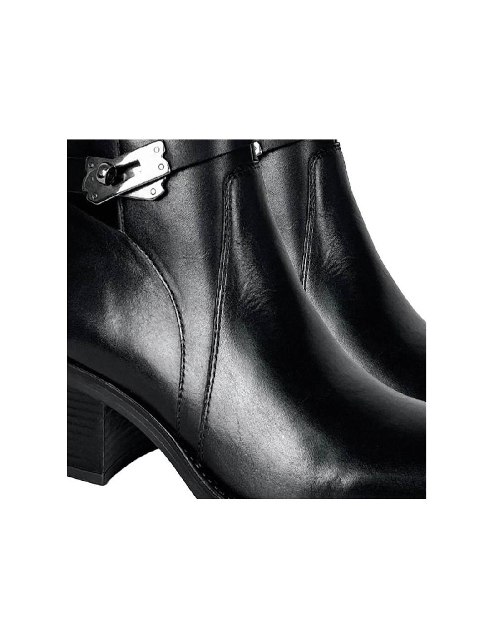 ortiz & reed Botines de mujer de piel acabado a mano color negro W-AMANOR-BLACK Ofertas de temporada