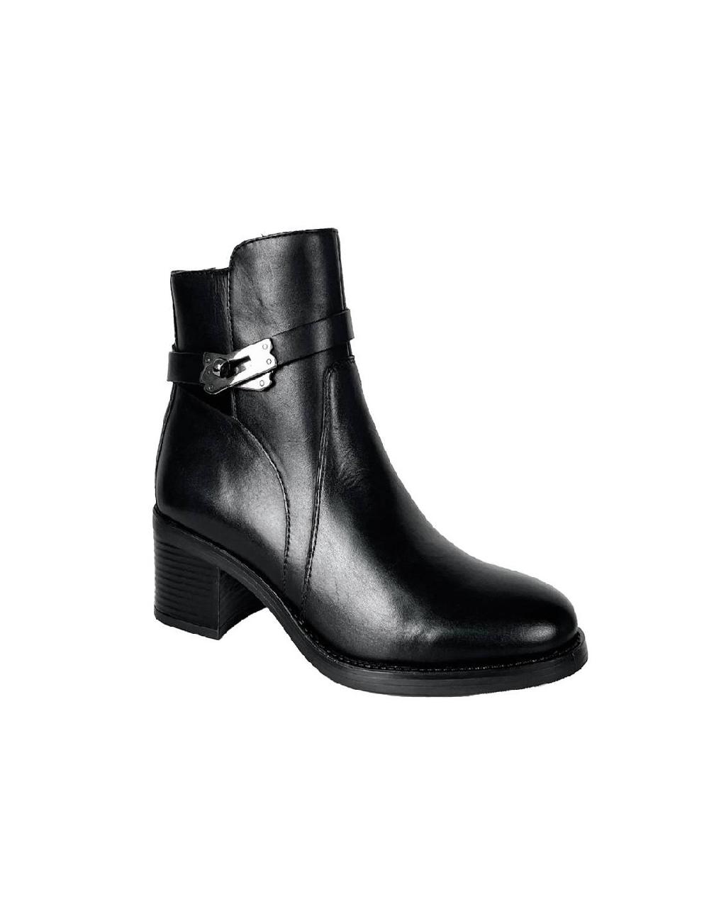 ortiz & reed Botines de mujer de piel acabado a mano color negro W-AMANOR-BLACK Ofertas de temporada