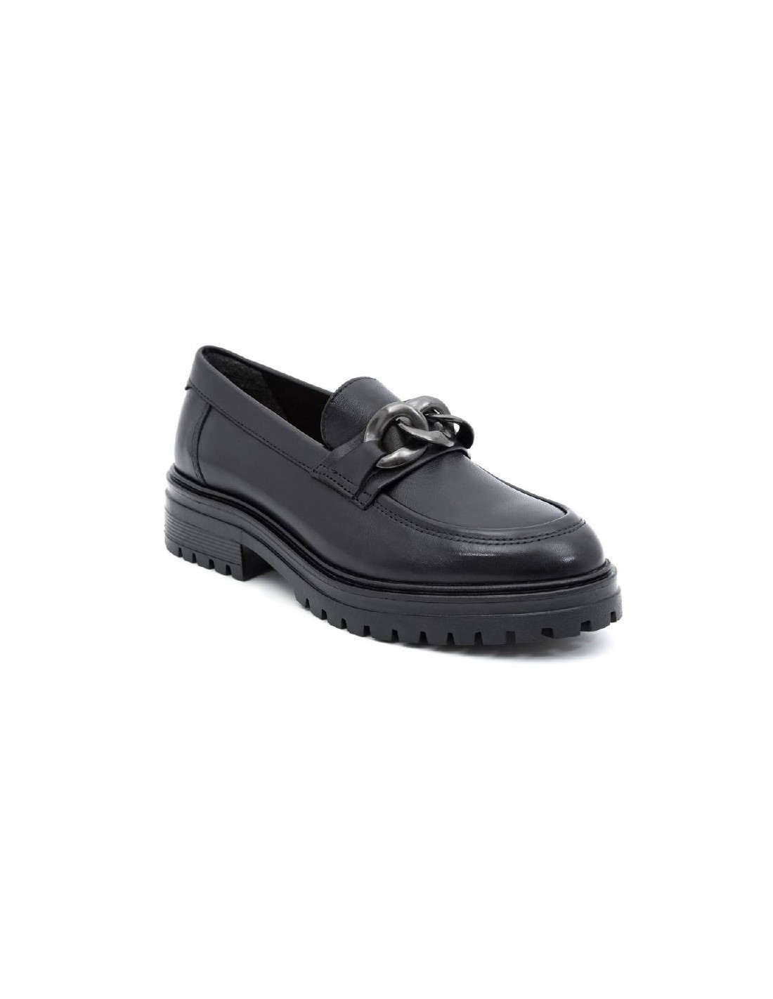 ortiz & reed Zapato de Vestir de piel liso color negro W-CHAIN-BLACK