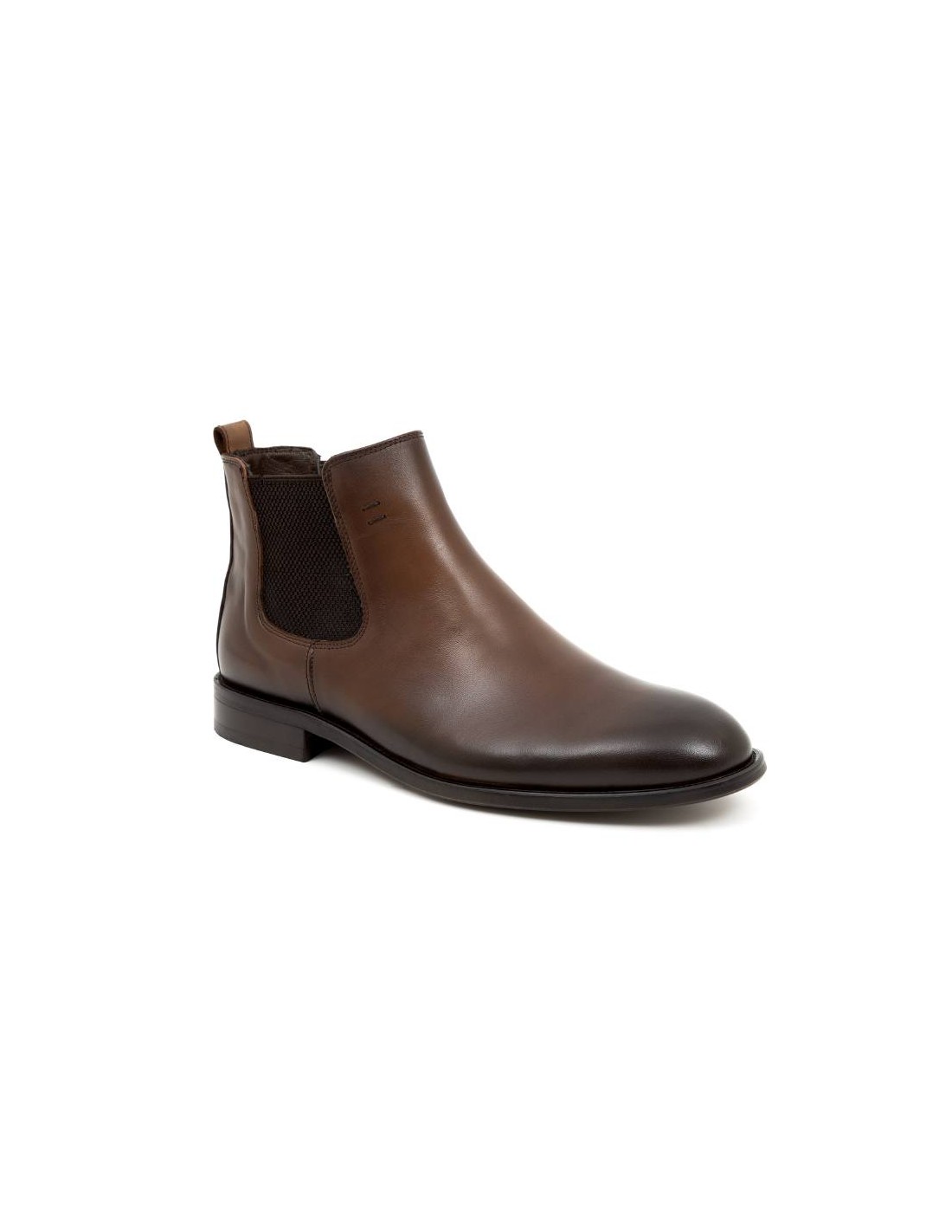 ortiz & reed Botín de piel con elástico lateral color cuero