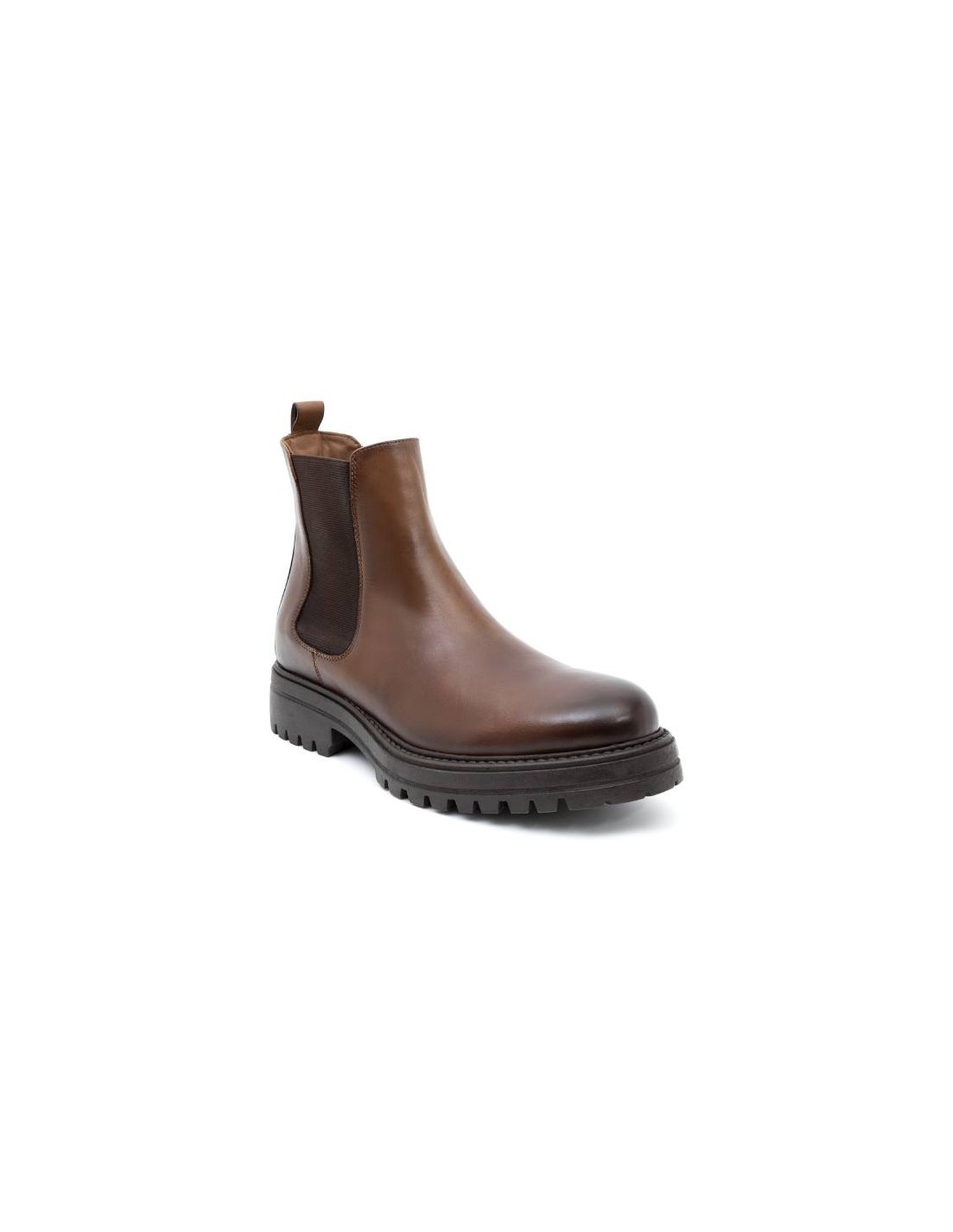ortiz & reed Botín de piel con elástico lateral color marrón PADIK-MARRON