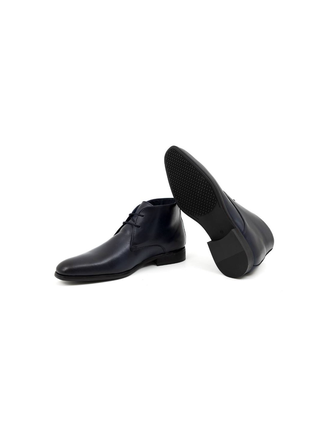 ortiz & reed Botín de piel liso color azul CRUPORT-NAVY Superdescuento