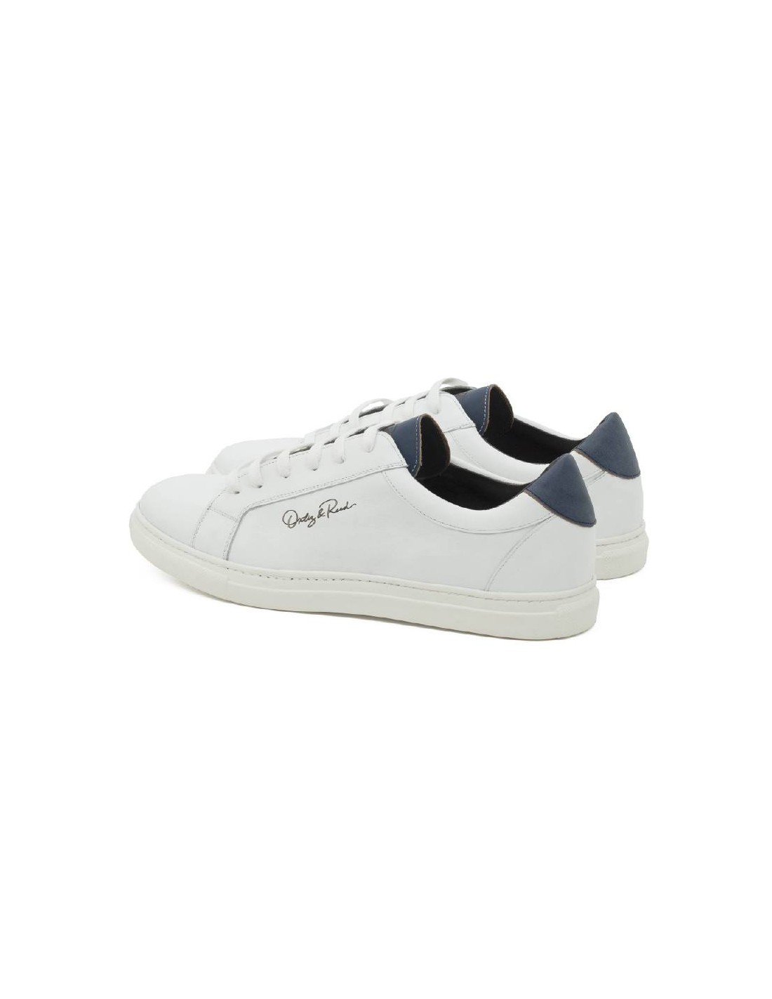 ortiz & reed Sneakers de piel liso color blanco LETERO-BLANCO-MARINO Ofertas