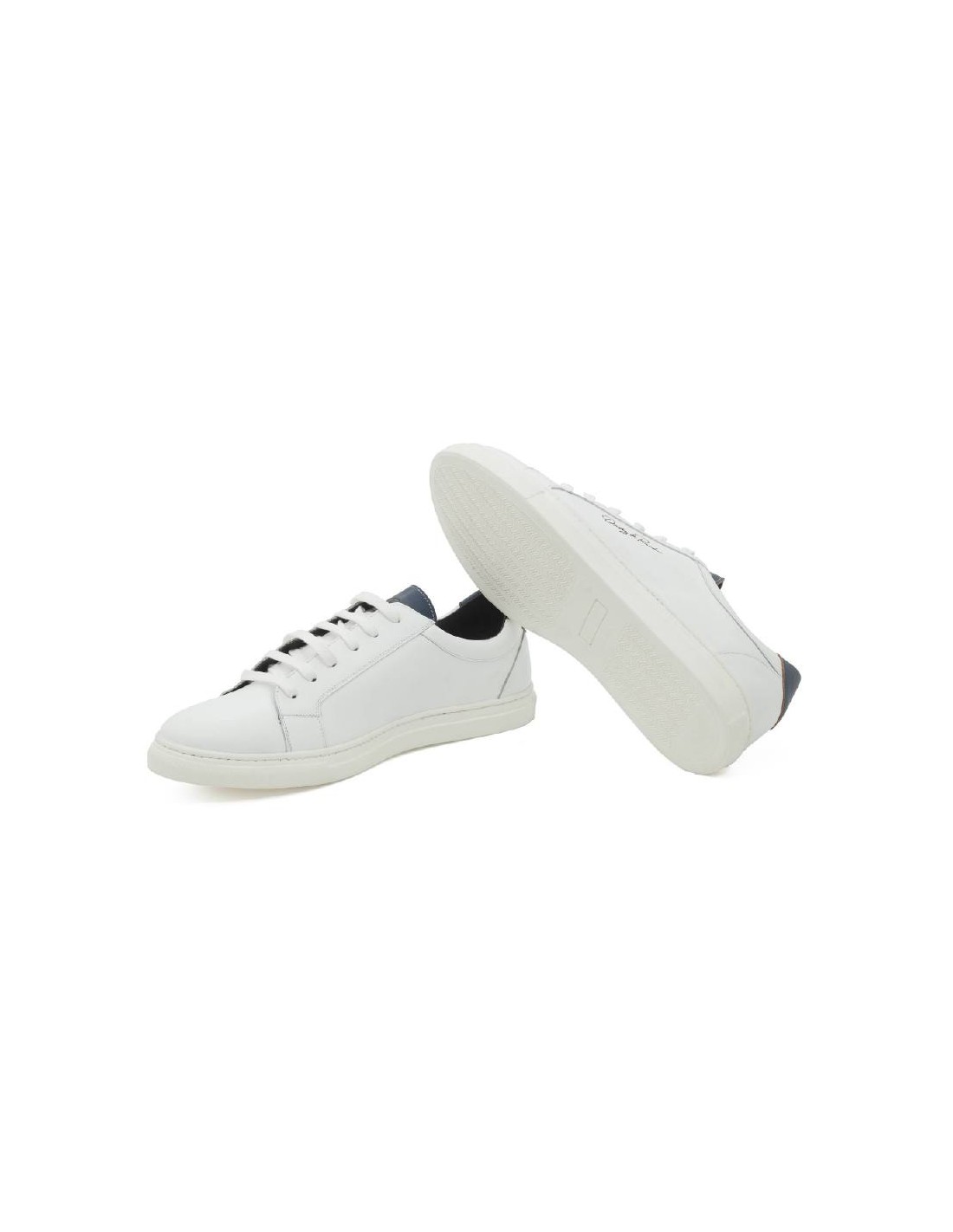 ortiz & reed Sneakers de piel liso color blanco LETERO-BLANCO-MARINO Ofertas
