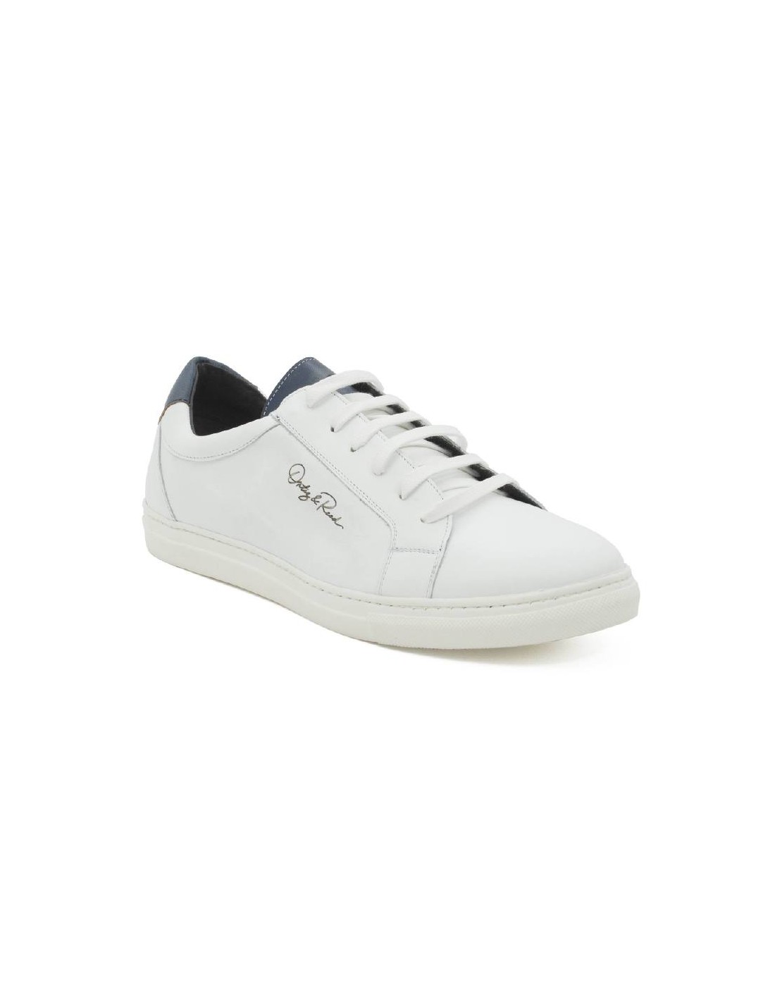 ortiz & reed Sneakers de piel liso color blanco LETERO-BLANCO-MARINO Ofertas