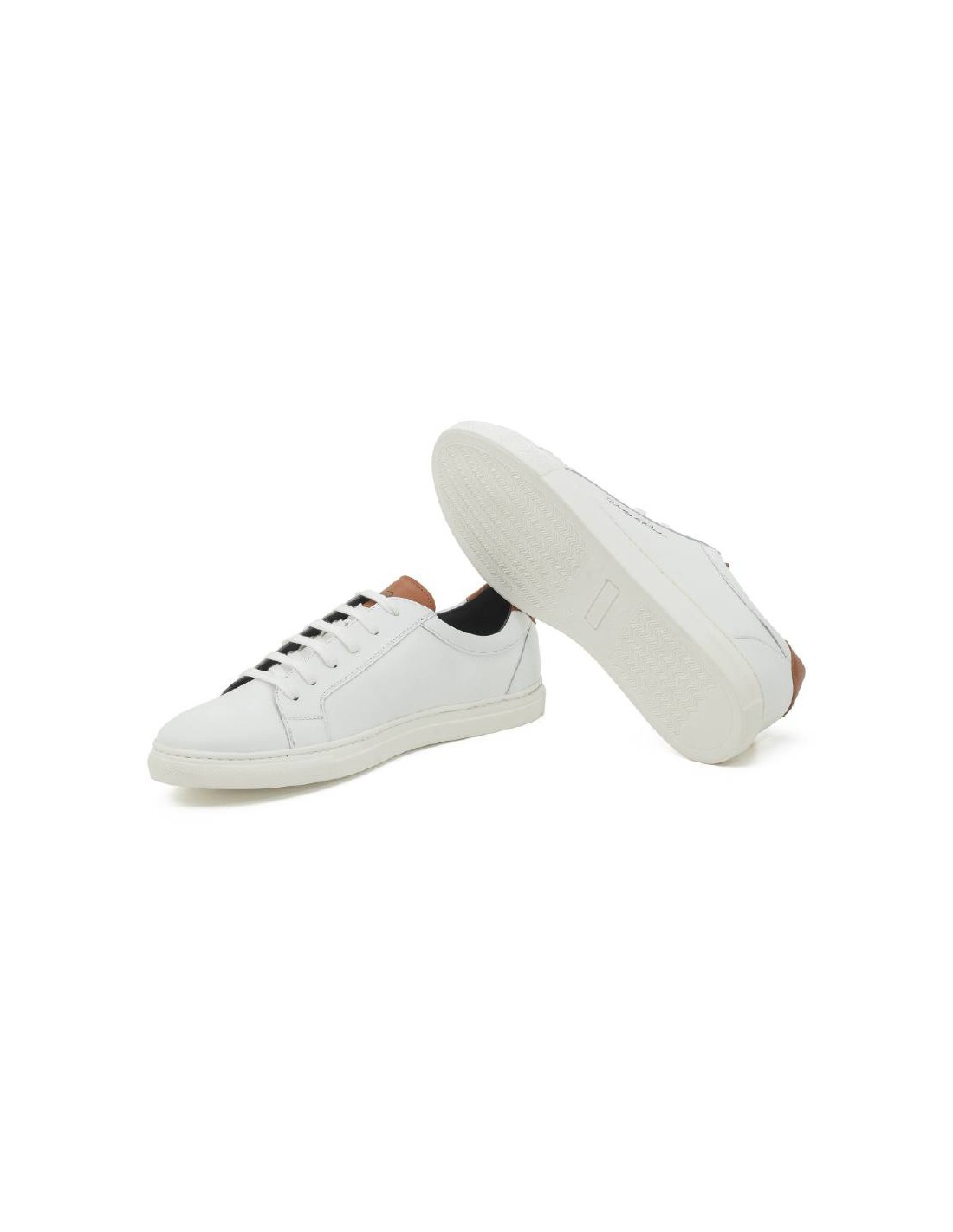 ortiz & reed Sneakers de piel liso color cuero LETERO-BLANCO-CUERO Venta caliente