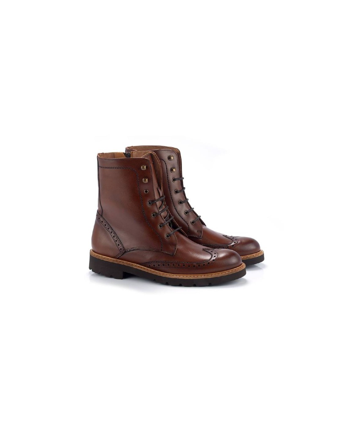 ortiz & reed Botines de mujer de piel con cordón de piel color cuero W-CABRILE-CUERO