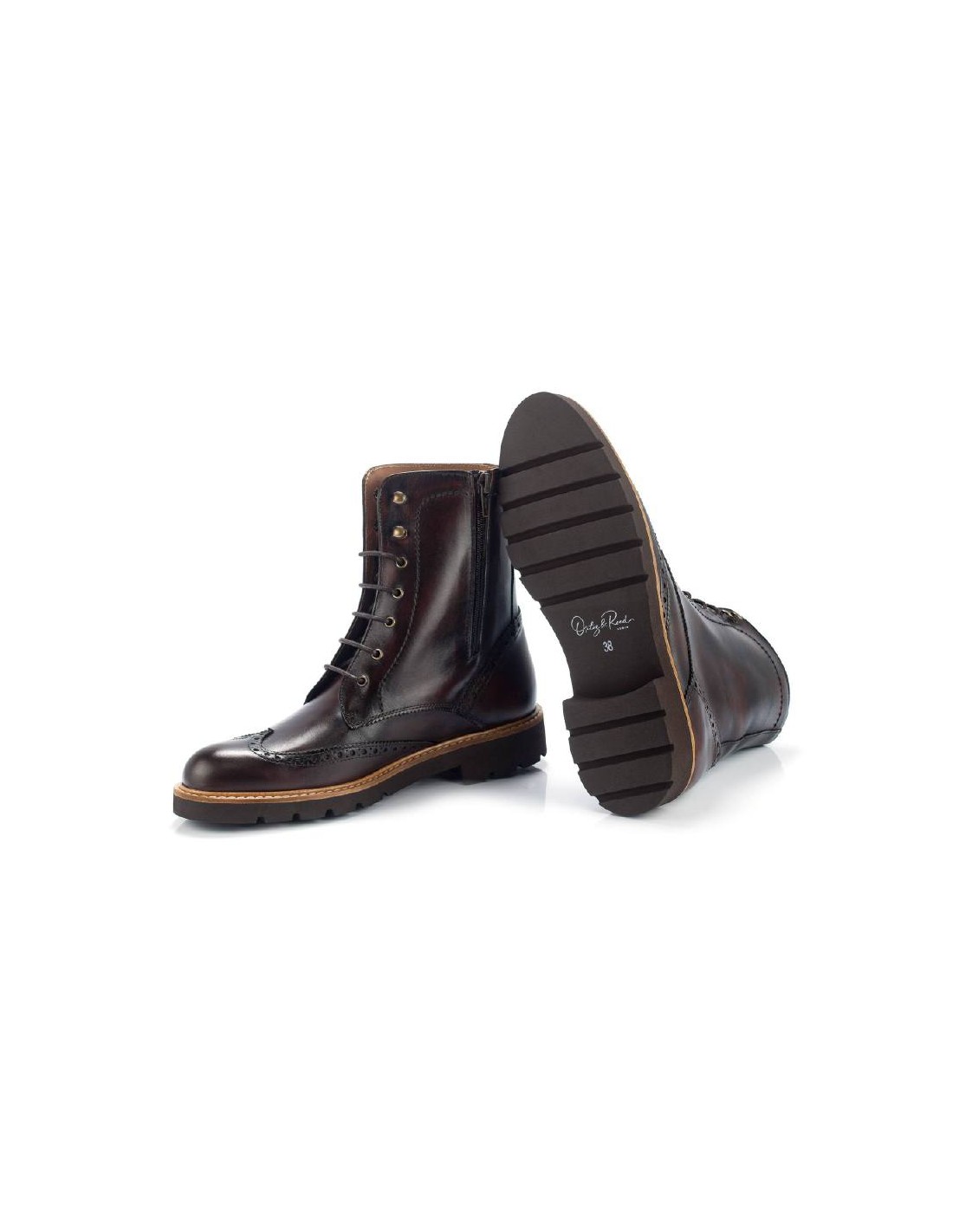 ortiz & reed Botines de mujer de piel con cordón de piel color marrón W-CABRILE-TESTA Envío gratis