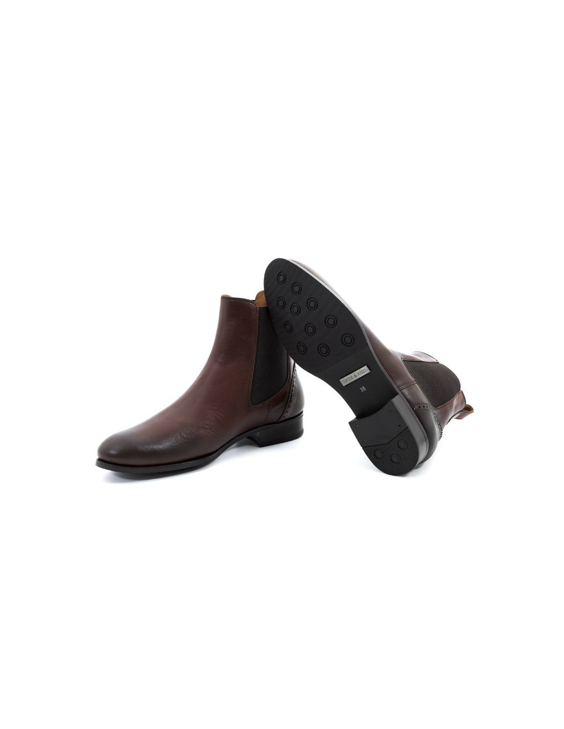 ortiz & reed Botines de mujer de piel liso color cuero W-CREED-CUERO Último día