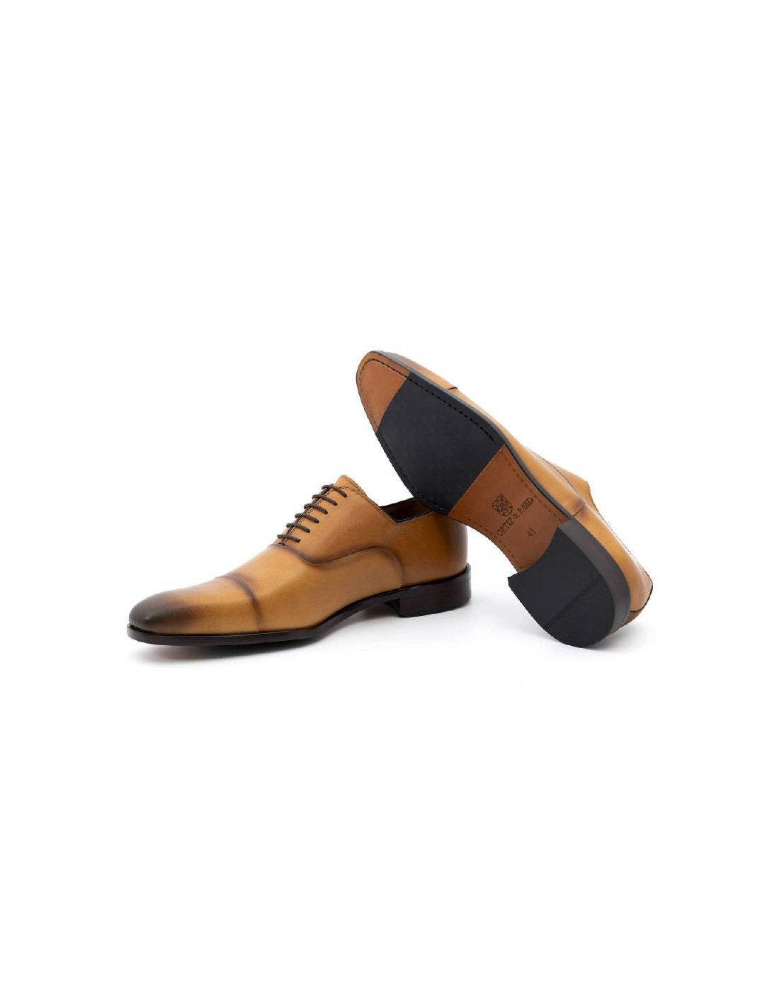 ortiz & reed Oxford de piel de costura vuelta color cuero VANITO-G-COGNAC Última moda