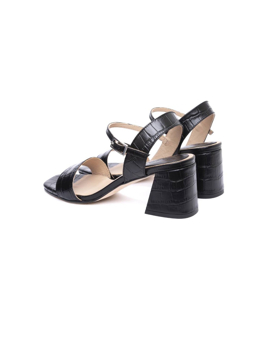ortiz & reed Zapato de Vestir de piel con piel de coco color negro W-CROC-NEGRO Ventas relámpago