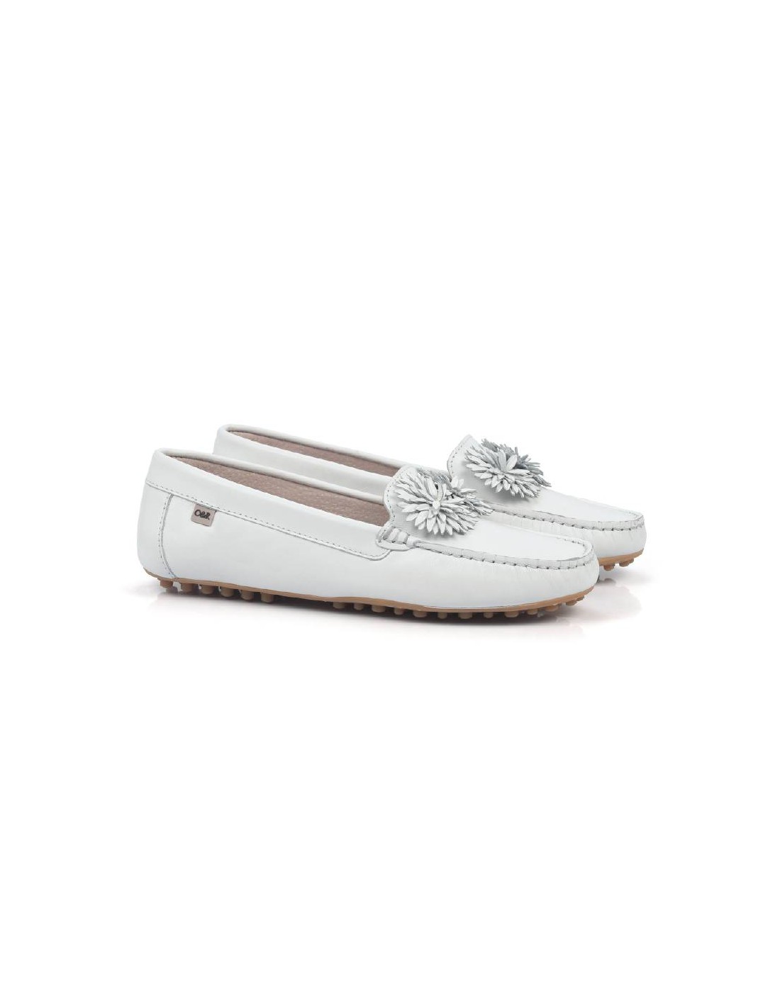 ortiz & reed Mocasines de mujer de piel con antifaz color blanco W-SEBLUME-BLANCO Rebajas top