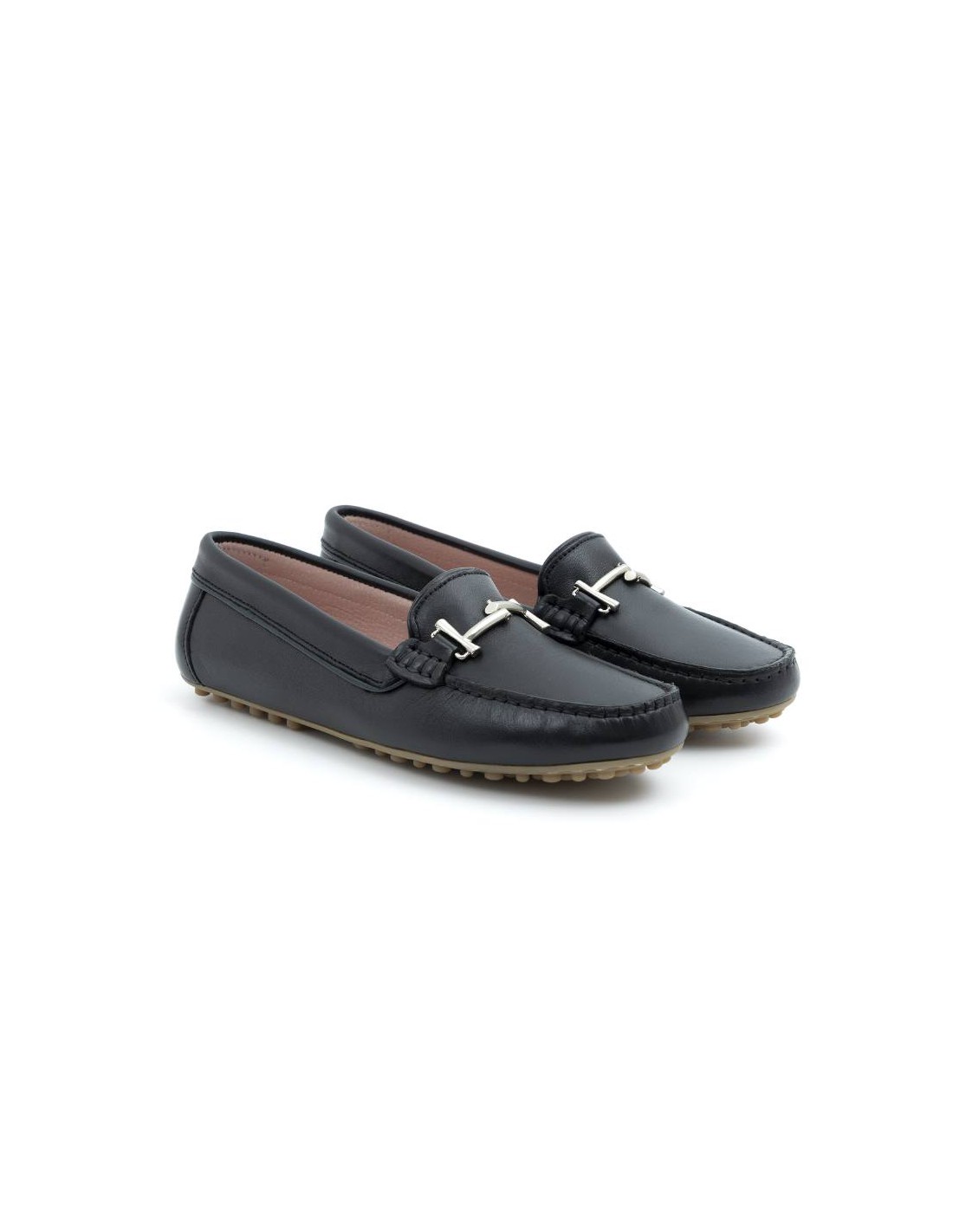 ortiz & reed Mocasines de mujer de piel con hebilla color azul W-SARENOR-NEGRO