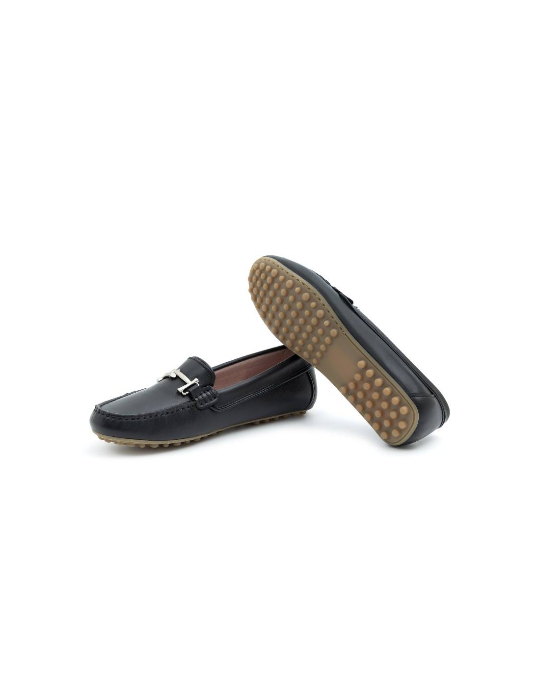 ortiz & reed Mocasines de mujer de piel con hebilla color azul W-SARENOR-NEGRO Envío gratis