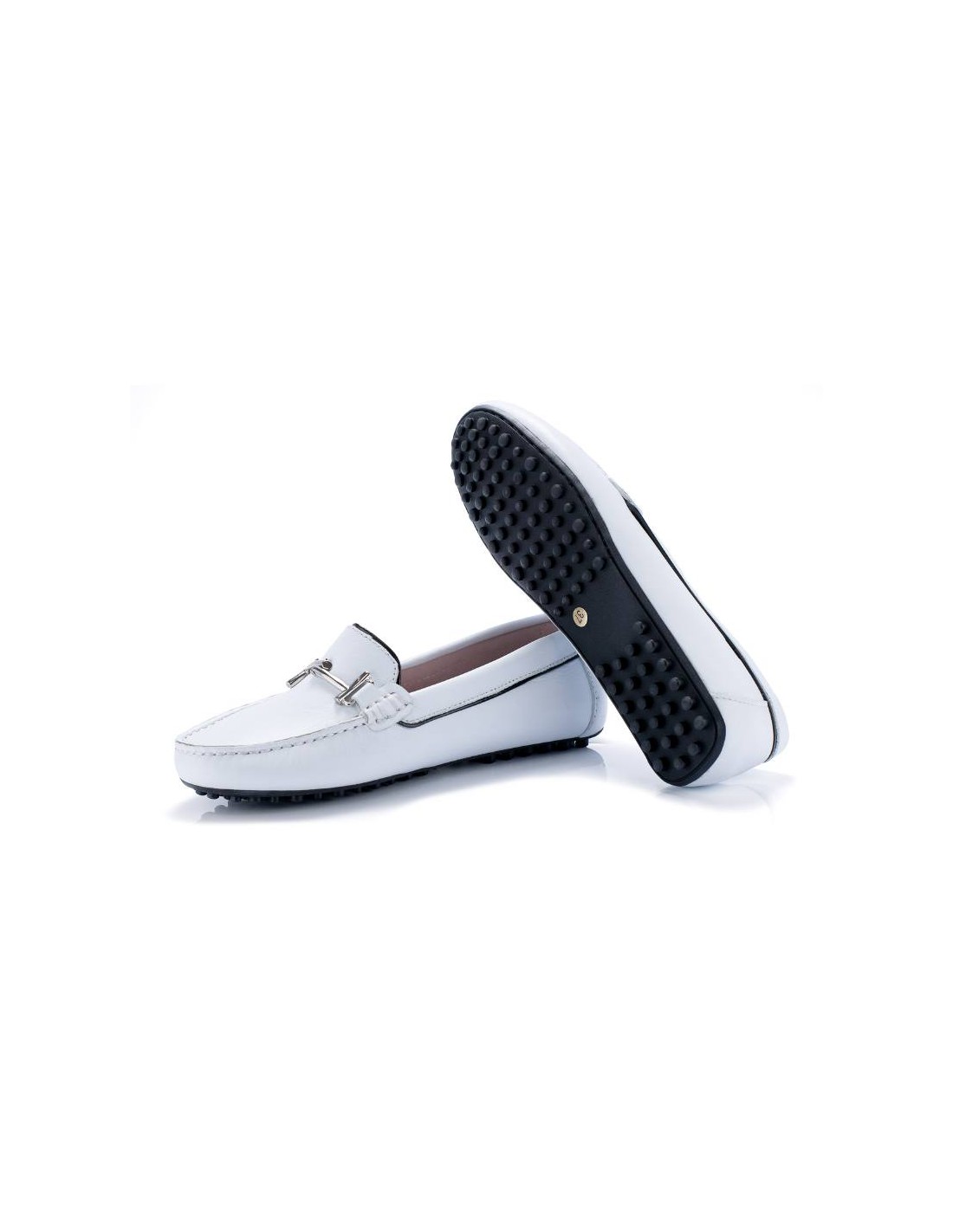 ortiz & reed Mocasines de mujer de piel con hebilla color blanco W-SARENOR-BLANCO Últimos 3 días