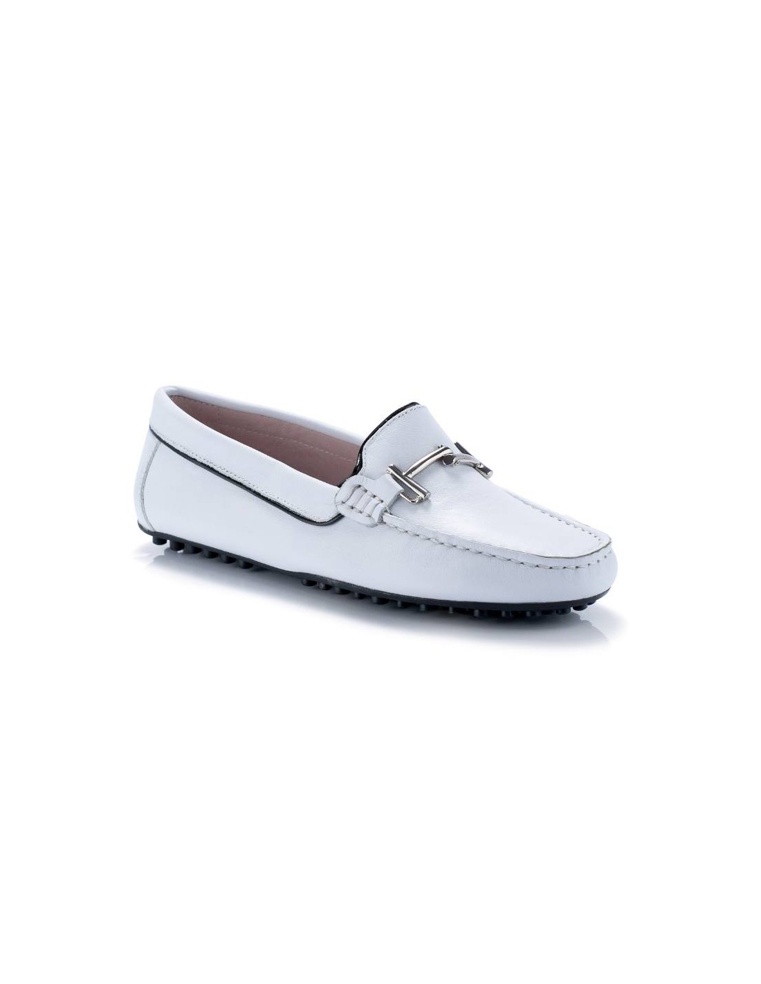 ortiz & reed Mocasines de mujer de piel con hebilla color blanco W-SARENOR-BLANCO Últimos 3 días