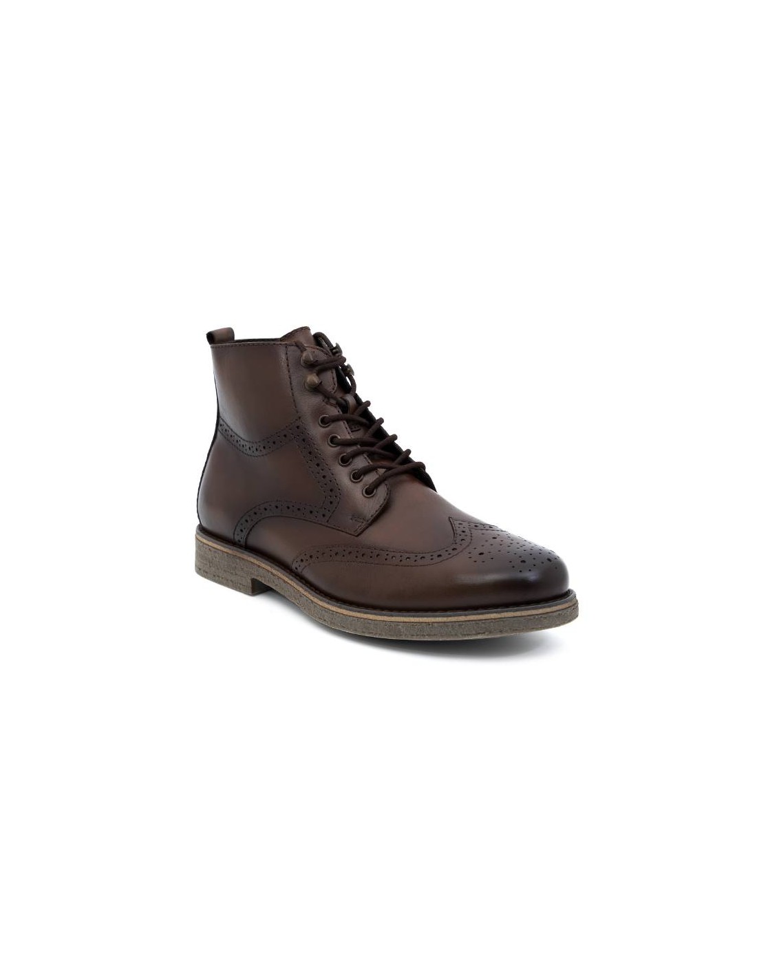 ortiz & reed Botín de piel semi-brogado color marrón BERLIN-BROWN