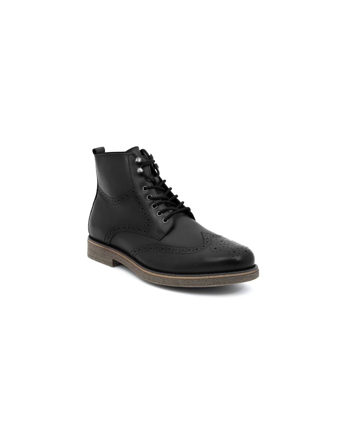 ortiz & reed Botín de piel semi-brogado color negro BERLIN-BLACK