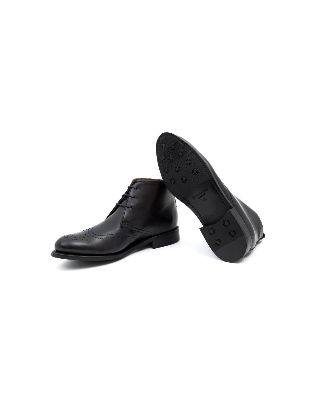 ortiz & reed Botín de piel tintado a mano color negro GRESATMAN-NEGRO Tienda de fábrica