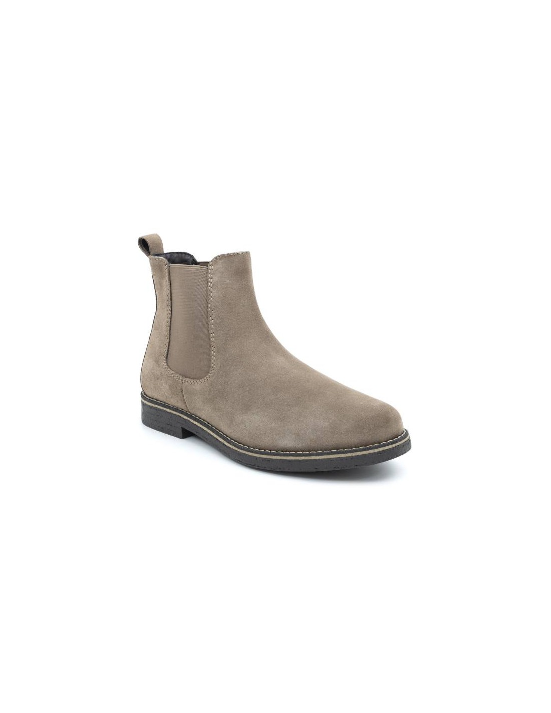 ortiz & reed Botínes Chelsea de ante con elástico lateral color beige SELOE-TAUPE