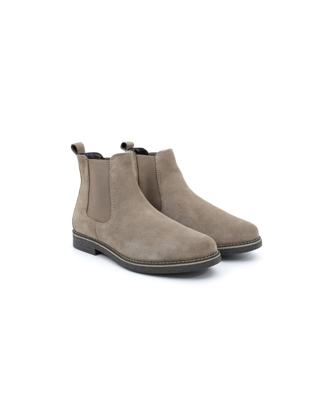 ortiz & reed Botínes Chelsea de ante con elástico lateral color beige SELOE-TAUPE Precios de Black Friday
