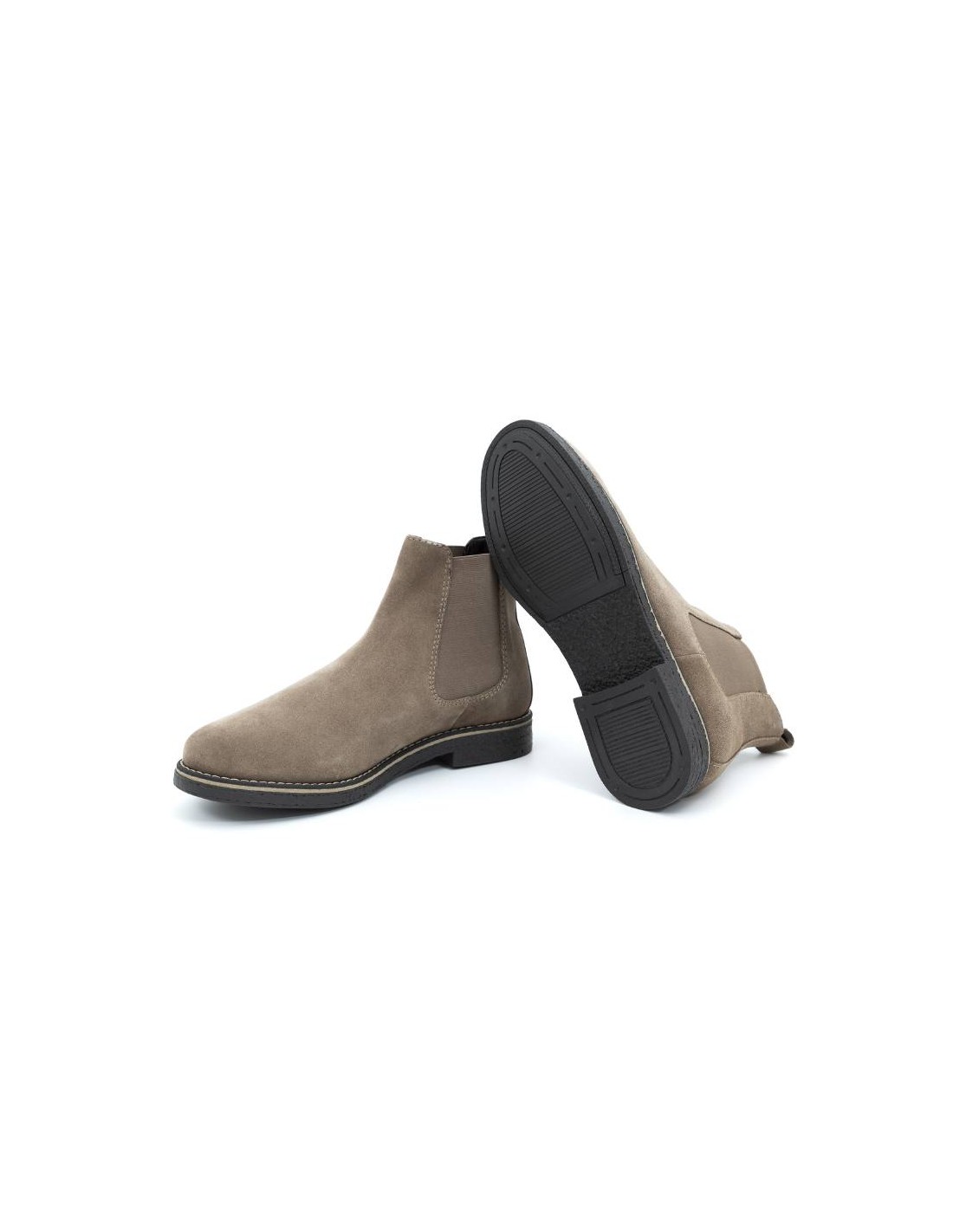 ortiz & reed Botínes Chelsea de ante con elástico lateral color beige SELOE-TAUPE Precios de Black Friday