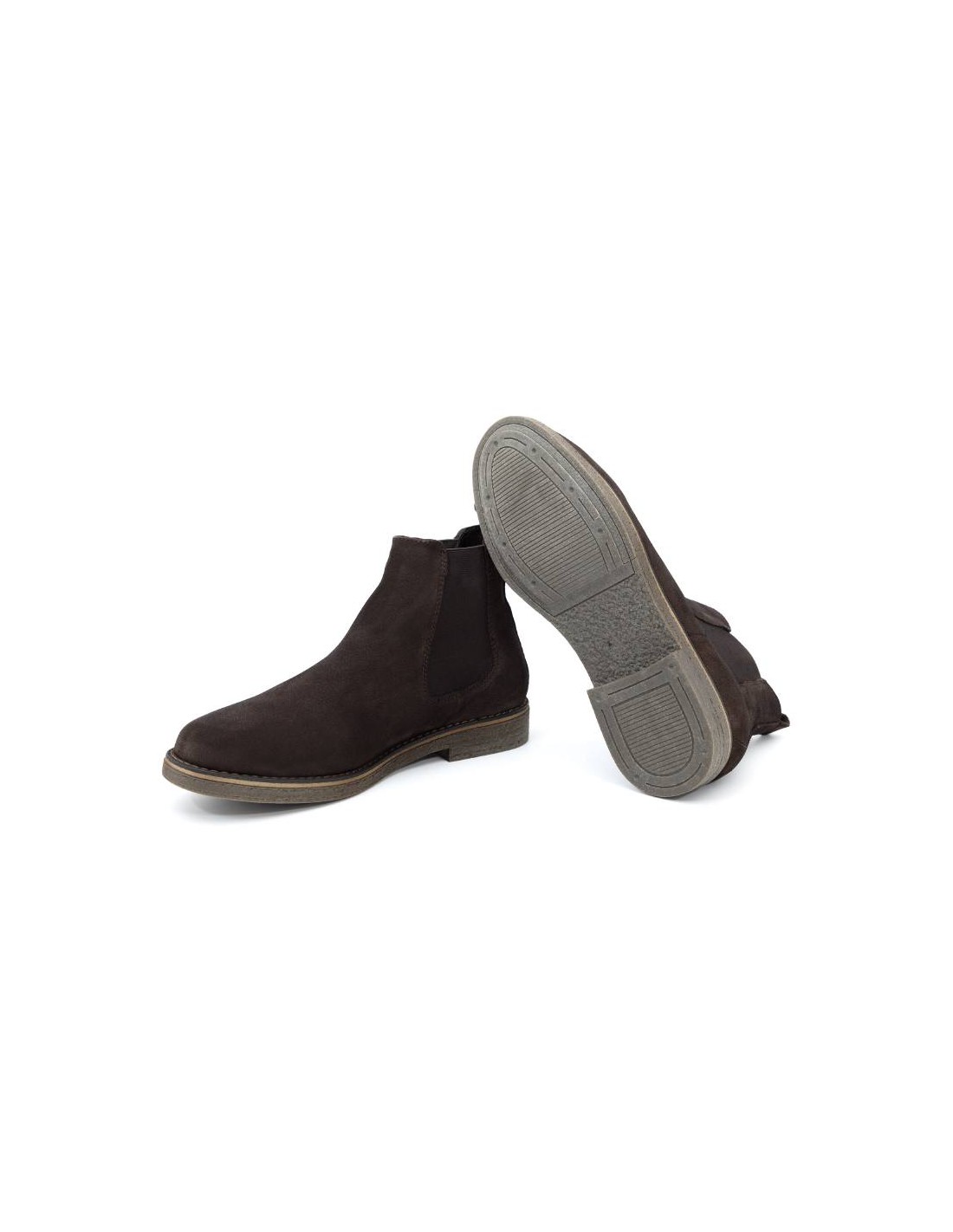 ortiz & reed Botínes Chelsea de ante con elástico lateral color marrón SERLIP-BROWN Oferta exclusiva