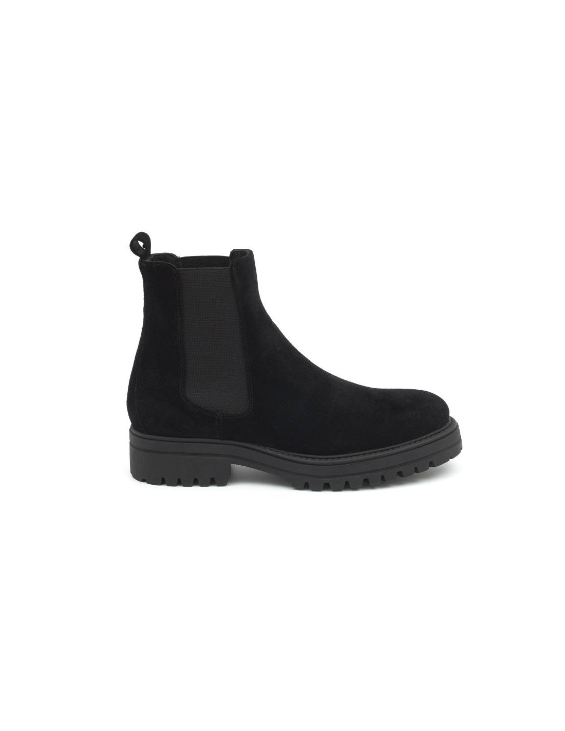 ortiz & reed Botínes Chelsea de ante con elástico lateral color negro SALMOR-NEGRO Última moda