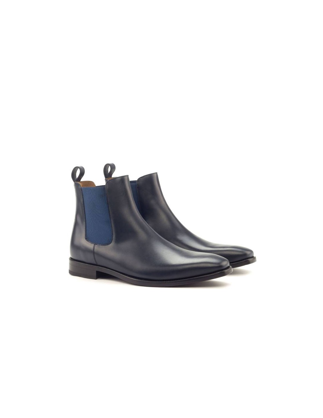 ortiz & reed Botínes Chelsea de piel con elástico lateral color azul LACHER-NAVY
