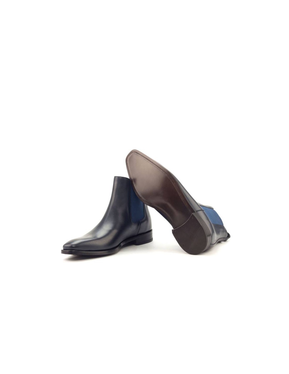 ortiz & reed Botínes Chelsea de piel con elástico lateral color azul LACHER-NAVY Devoluciones gratuitas