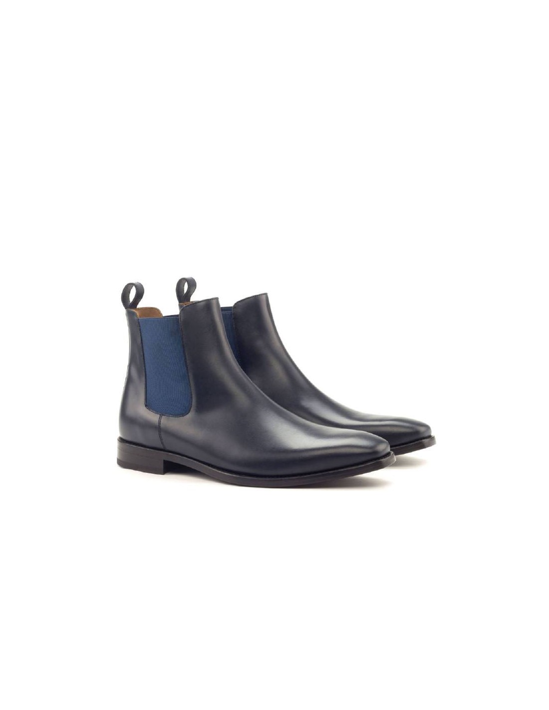ortiz & reed Botínes Chelsea de piel con elástico lateral color azul LUCHIATO-NAVY