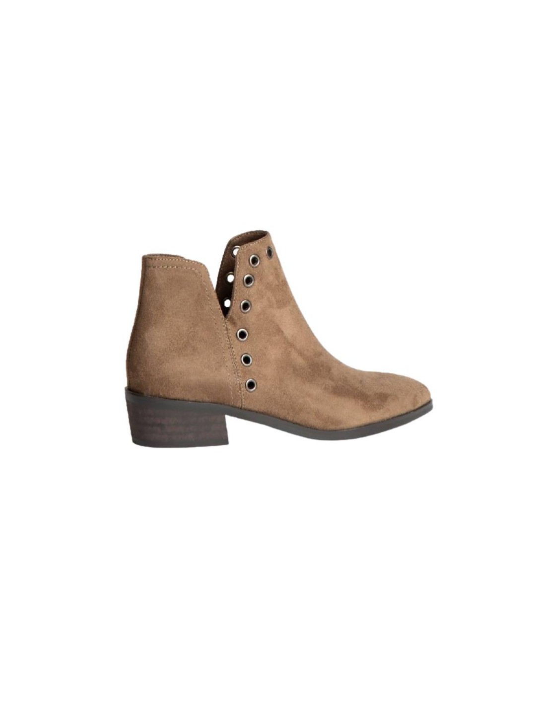 ortiz & reed Botines de mujer de terciopelo con aplique metálico color beige W-CAROLA-BEIGE Venta caliente