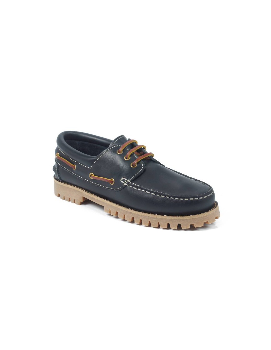 ortiz & reed Náutico de piel con cordón de piel color azul PAXTOR-MARINO Oferta especial de fábrica