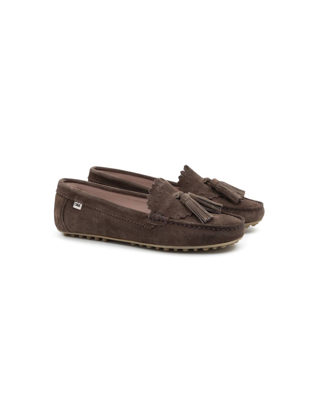 ortiz & reed Mocasines de mujer de ante con borlas color beige W-SICTOR-TAUPE