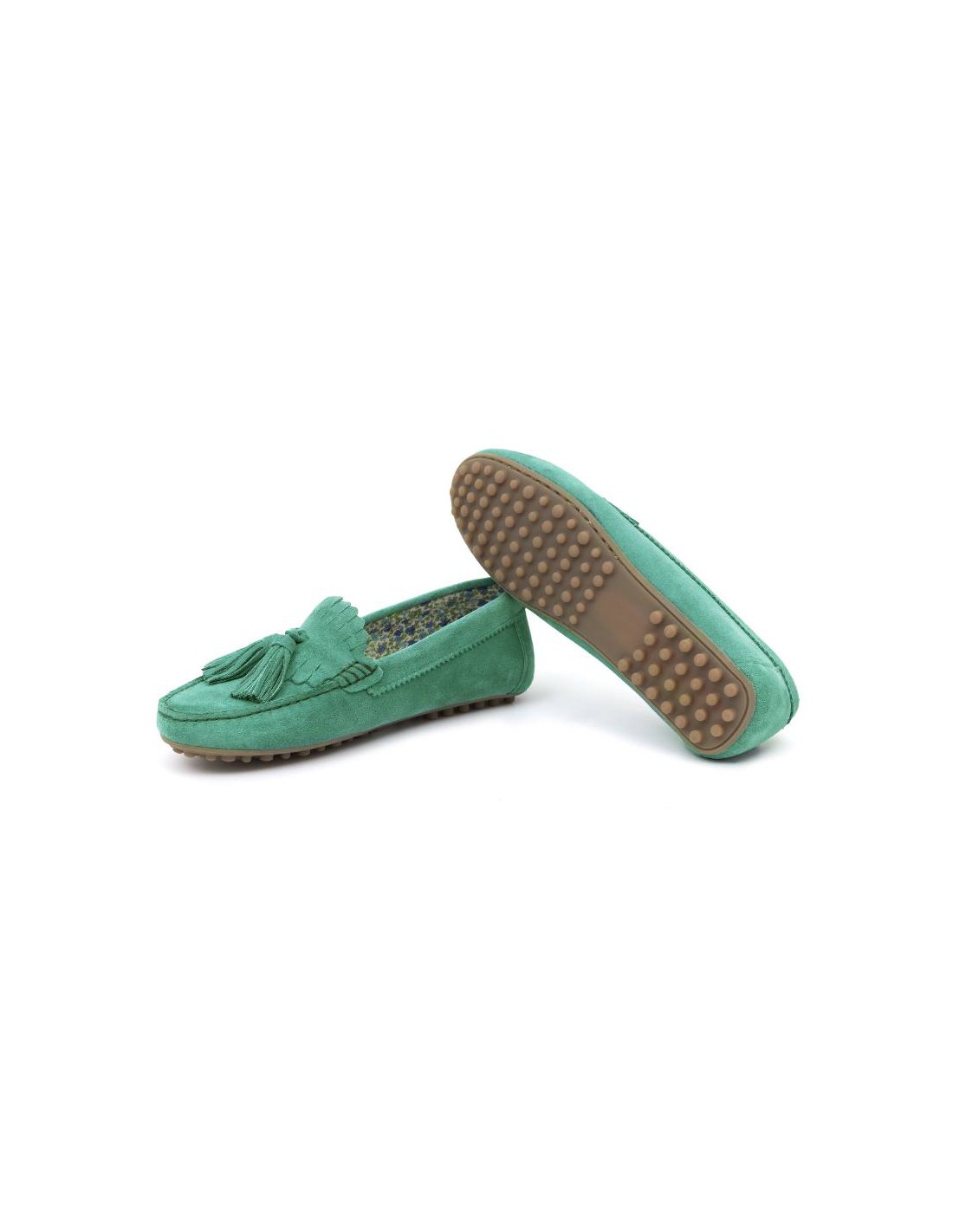 ortiz & reed Mocasines de mujer de ante con borlas color verde W-SELTOR-MENTA Descuento por venta flash