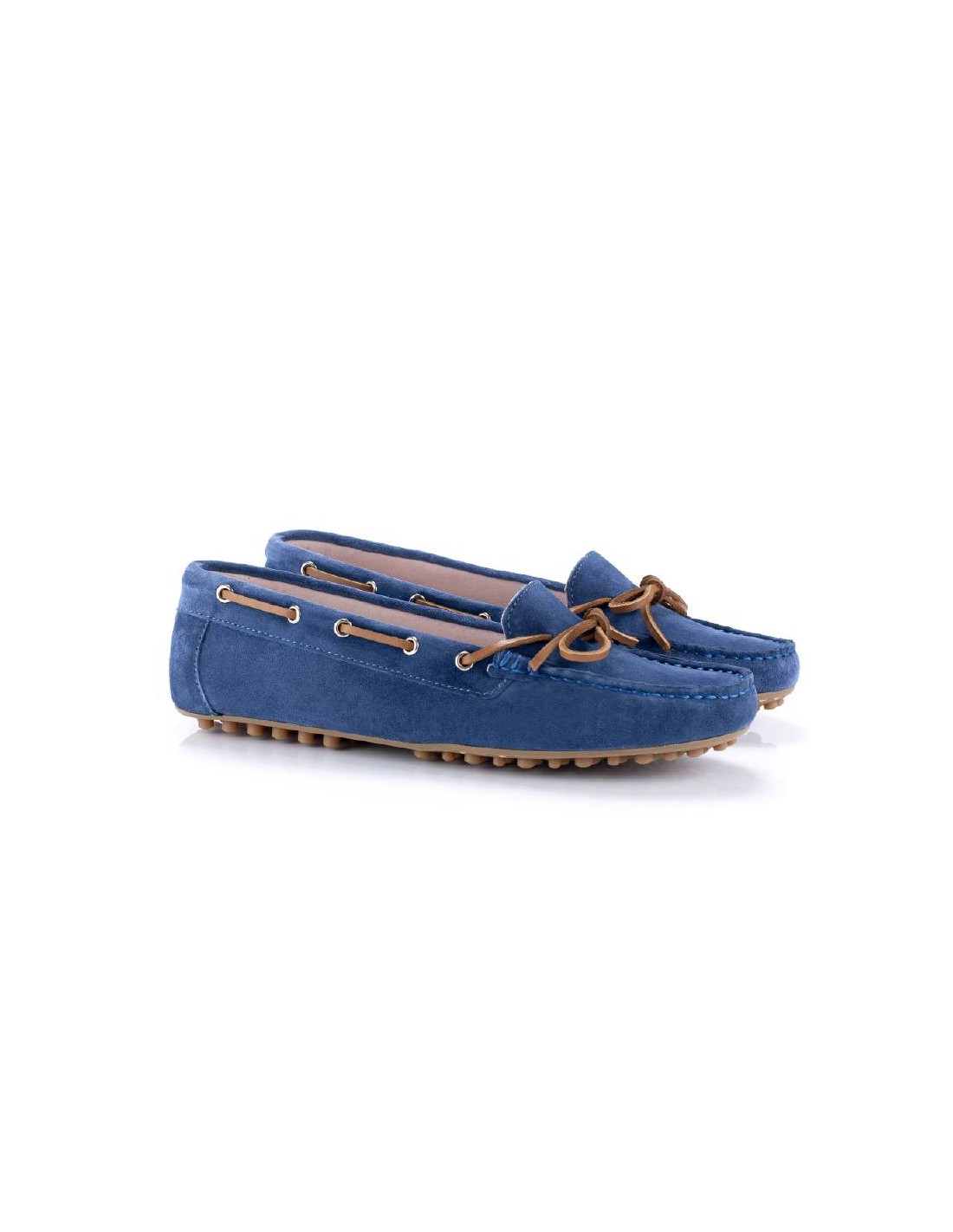 ortiz & reed Mocasines de mujer de ante con cordón de piel color azul W-SEDAL-INDIGO