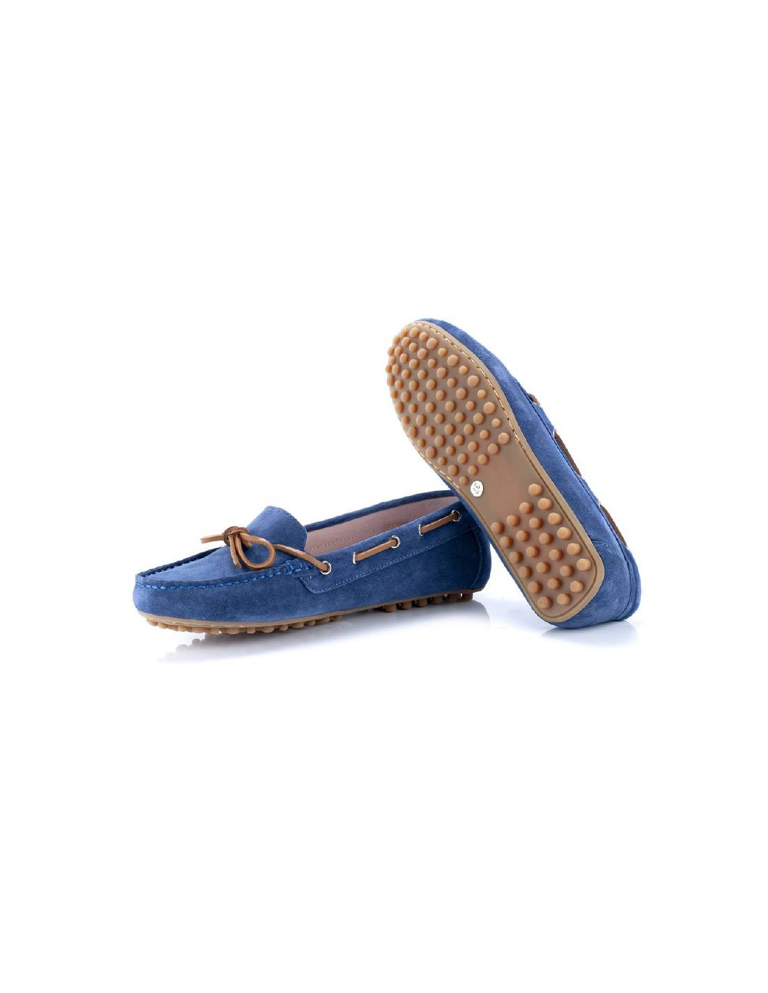 ortiz & reed Mocasines de mujer de ante con cordón de piel color azul W-SEDAL-INDIGO Ofertas de temporada