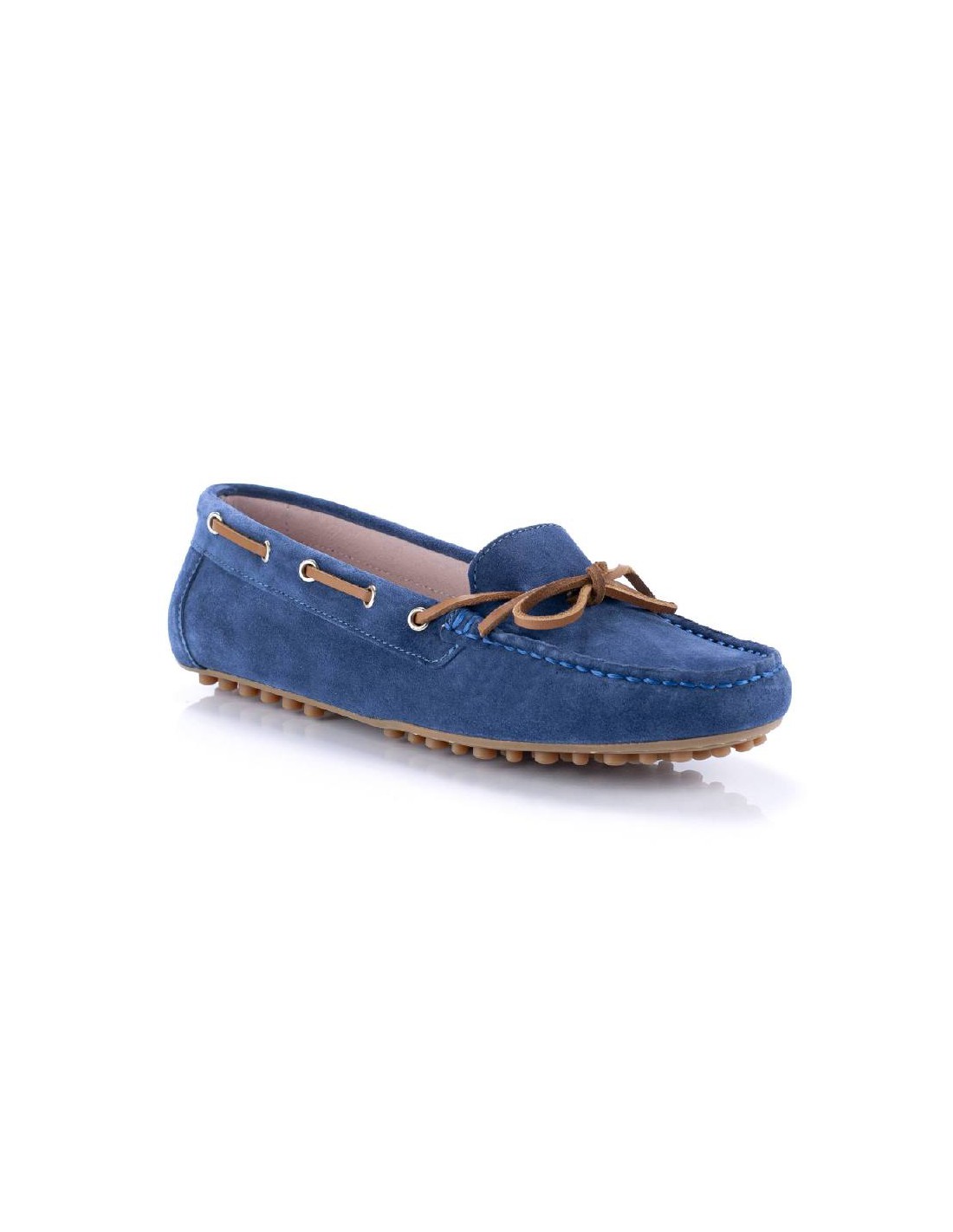 ortiz & reed Mocasines de mujer de ante con cordón de piel color azul W-SEDAL-INDIGO Ofertas de temporada