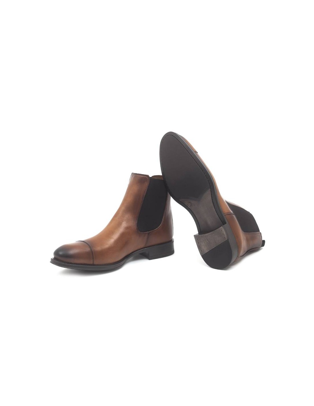 ortiz & reed Botínes Chelsea de piel con elástico lateral color cuero MONTRELO-CAMEL Rebajas