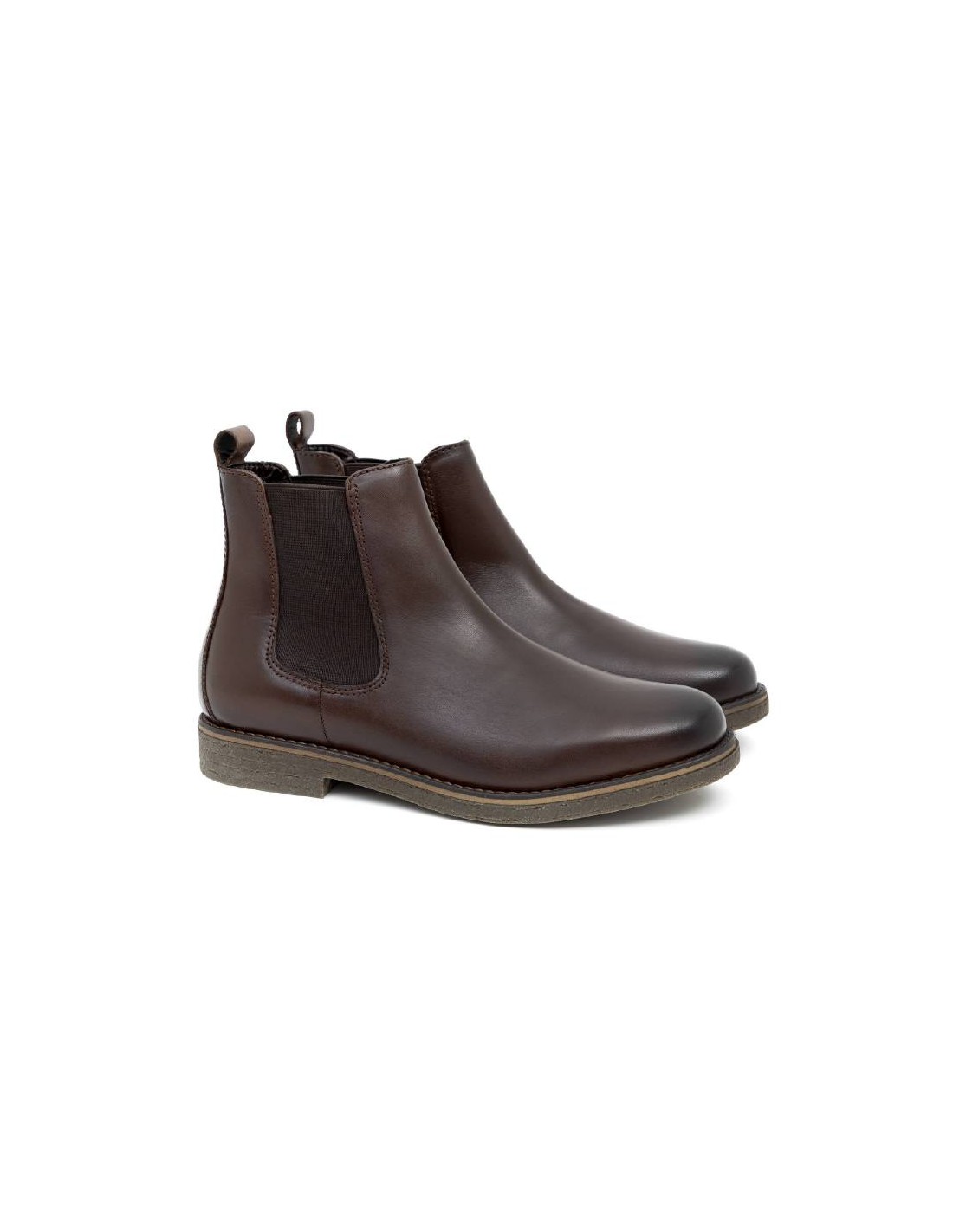 ortiz & reed Botínes Chelsea de piel con elástico lateral color marrón BERTORE-BROWN